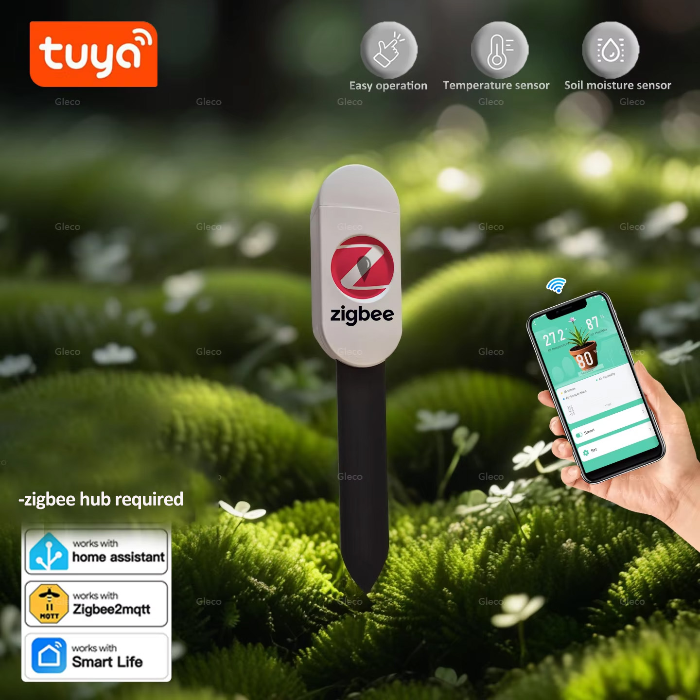 Smart Garden Accessories - Tuya Smart Life Zigbee Bodenfeuchtigkeitstester Hygrometer