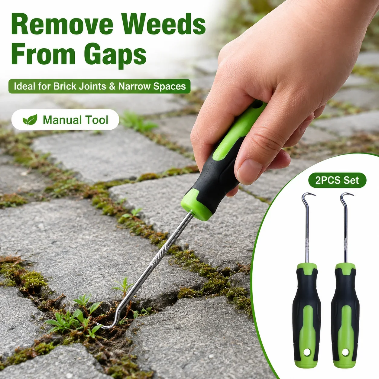 Smart Garden Edging - 2-teiliges Manuelles Unkrautentfernungswerkzeug aus Edelstahl, Moosentferner,