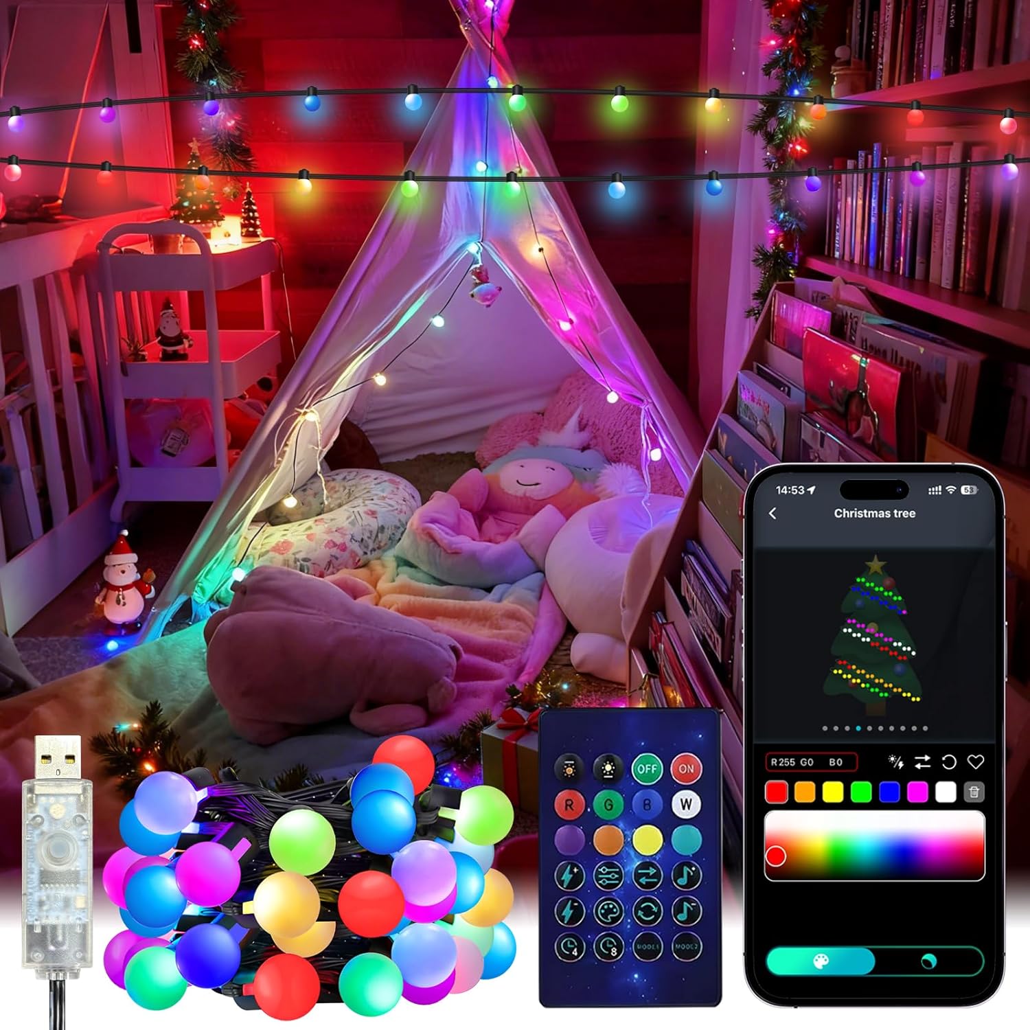 Smart Garden Accessories - Smart Globe Lichterkette, 5/10 m, RGB-Farbwechsel,