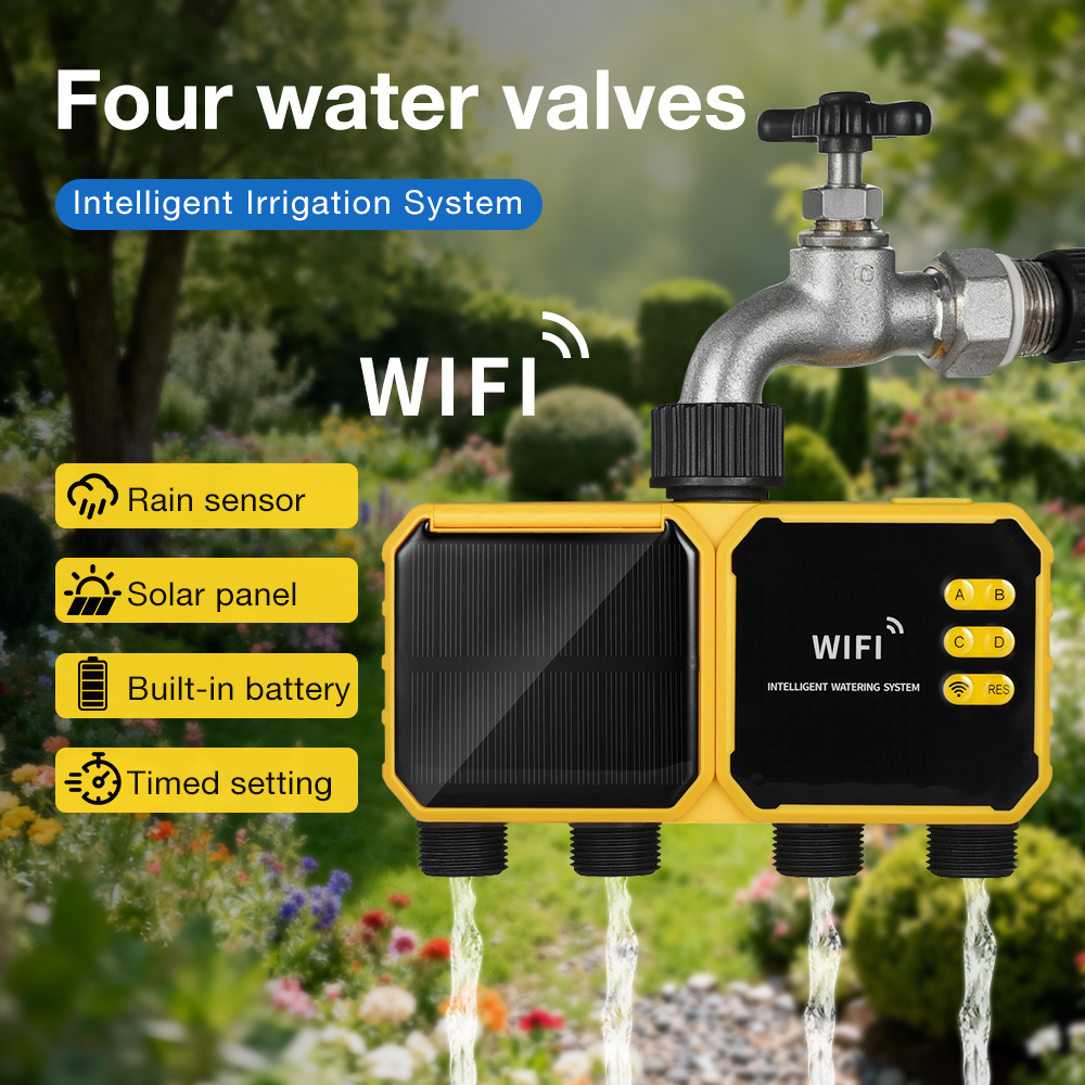 Smart Garden Nursery - WLAN-Solar-Bewässerungstimer mit 1/2/4 Ausgängen, Intelligentes Bewässerungssystem,