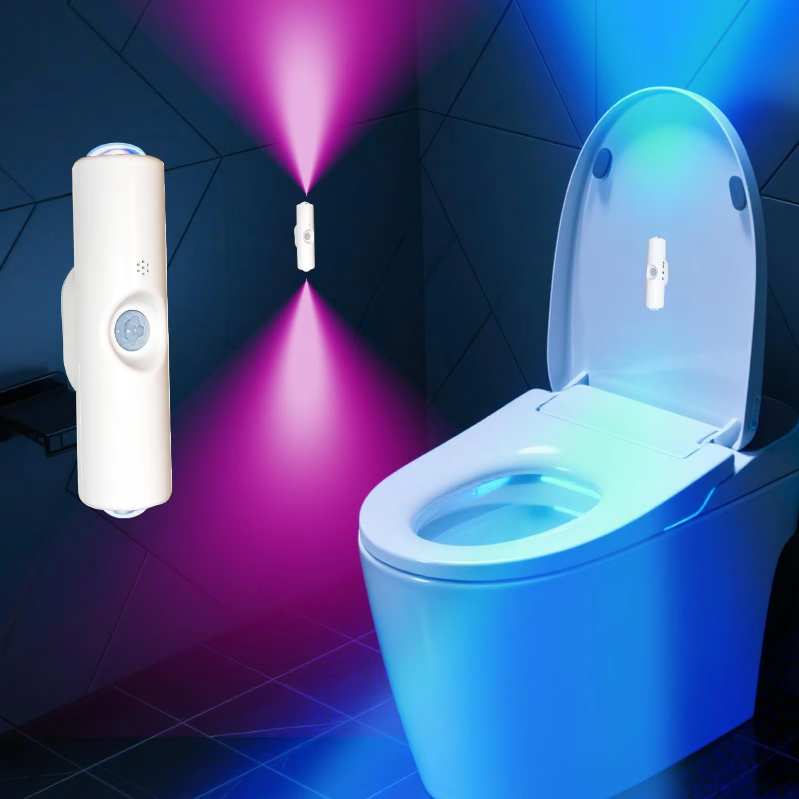 Smart Garden Accessories - Intelligente RGB Doppelkopf-Wandleuchte mit Bewegungssensor, Magnetische